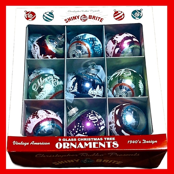 CHRISTOPHER RADKO SHINY BRITE VINTAGE AMERICAN 1940S DESIGN 9 GLASS ORNAMENTS - Picture 1 of 12